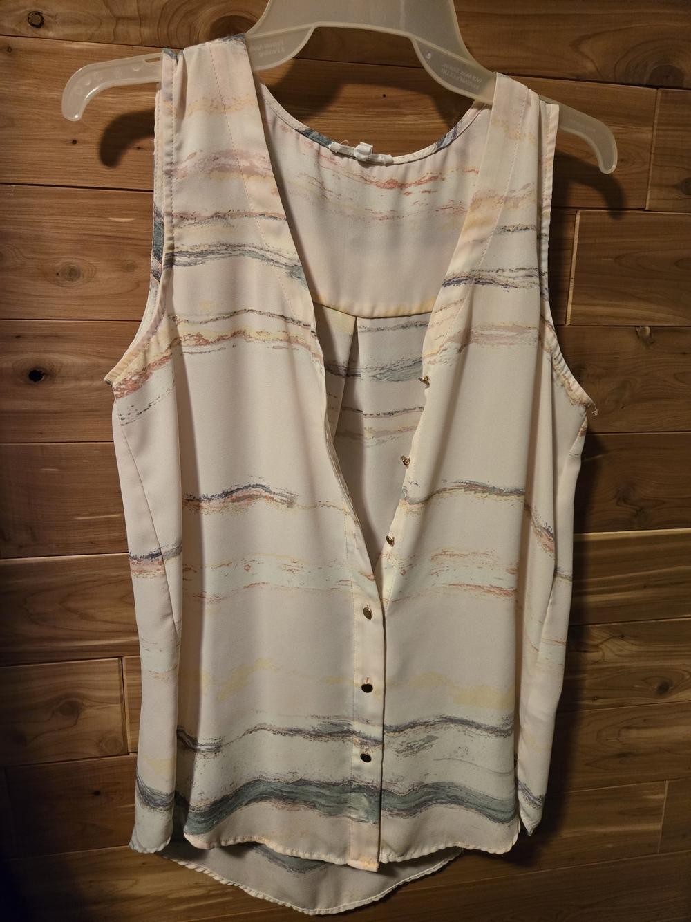 Maurices Soft Pink Sleeveless Striped Button Tank